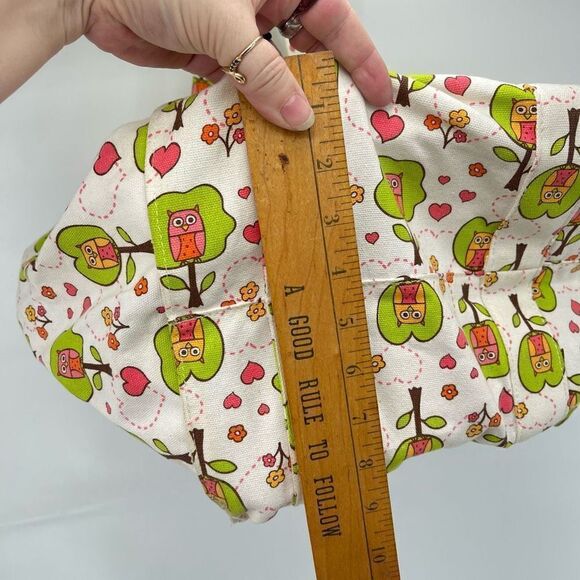 Sugarbooger Owl Tree Print Tote Shoulder Bag Lined Pockets Canvas Green - Picture 3 of 16